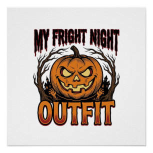 Halloween Kostuum Shirt Griezelige Pompoen Outfit_ Perfect Poster