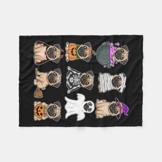 Halloween Kostuum Spooky Ghost Pumpkin Pug Hallowe Fleece Deken (Voorkant (Horizontaal))