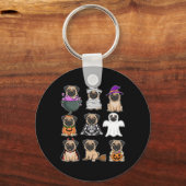 Halloween Kostuum Spooky Ghost Pumpkin Pug Hallowe Sleutelhanger (Voorkant)