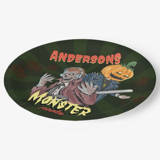 Halloween Kostuum thema Verjaardagsfeest Papieren Bordje (Gekanteld)