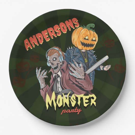 Halloween Kostuum thema Verjaardagsfeest Papieren Bordje (Voorkant)