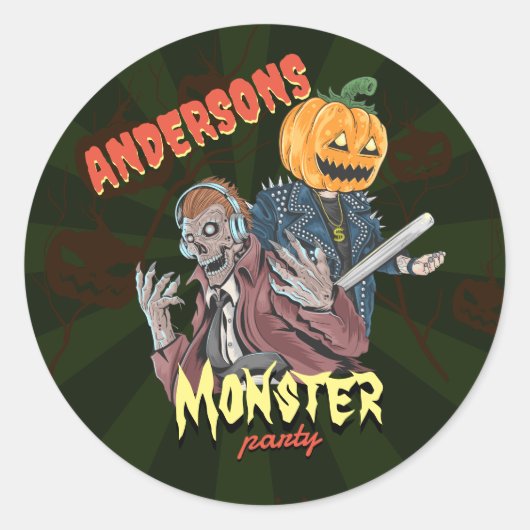  Halloween Kostuum thema Verjaardagsfeest Ronde Sticker (Voorkant)