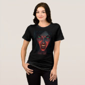 Halloween kostuum vampier vrouw fangs vrouw Tri-Blend shirt (Voorkant volledig)