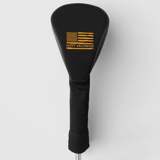 Halloween kostuum voor mannen USA Vlag Pompoen Squ Golfheadcover (Voorkant)