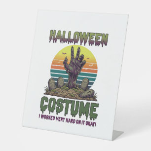 Halloween Kostuum Zombie Hand Kerkhof Grafstenen Reclamebord Met Voetstuk