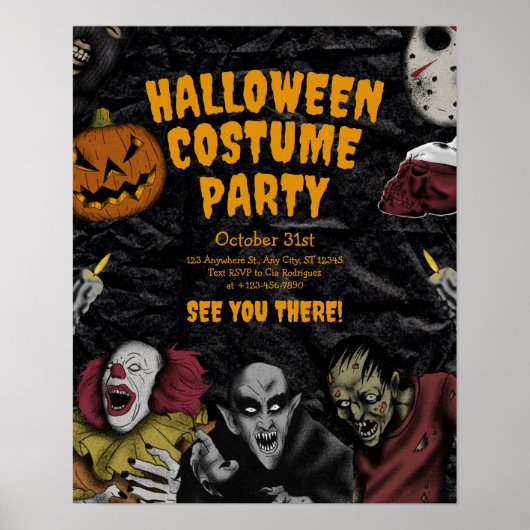  Halloween Kostuumfeest, bewerkbare Halloween Poster (Voorkant)