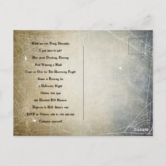 Halloween  kostuumfeest briefkaart (Achterkant)