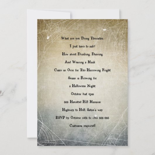 Halloween  kostuumfeest kaart (Achterkant)