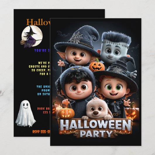 Halloween Kostuumfeest Kaart (Voorkant / Achterkant)