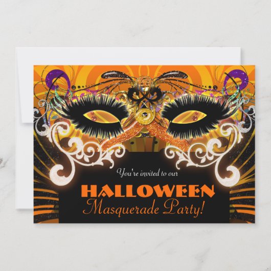 Halloween kostuumfeest Masquerade Masker Uitnodigi Kaart (Voorkant)