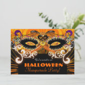 Halloween kostuumfeest Masquerade Masker Uitnodigi Kaart (Staand voorkant)