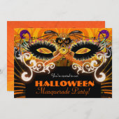 Halloween kostuumfeest Masquerade Masker Uitnodigi Kaart (Voorkant / Achterkant)