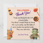 Halloween Kostuumfeest Monsters griezelige pret Da Bedankkaart (Achterkant)