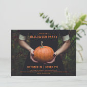 Halloween kostuumfeest. Pompoen. Zwarte tieners Kaart (Staand voorkant)