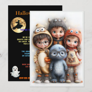 Halloween Kostuumfeest Schattige Jongens & Meisjes Kaart