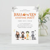 Halloween kostuumfeest Schattigee Kinder uitnodigi Kaart (Staand voorkant)