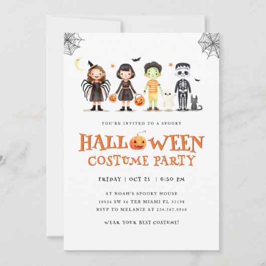 Halloween kostuumfeest Spooky Kinder uitnodiging (Voorkant)