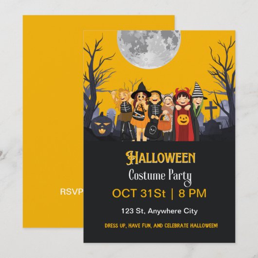 Halloween Kostuumfeest Uitnodiging (Voorkant / Achterkant)