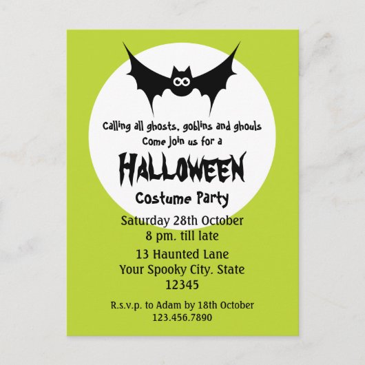 Halloween Kostuumfeest Uitnodiging Briefkaart (Voorkant)