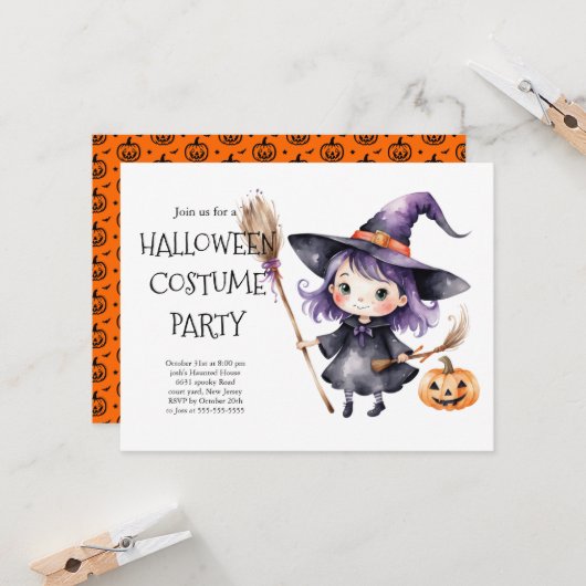 Halloween Kostuumfeest Uitnodiging | Griezelen  (Voorkant / Achterkant in situ)