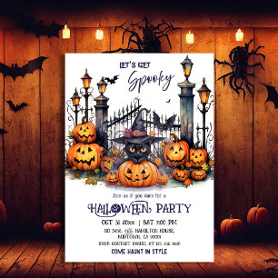 Halloween Kostuumfeest Zwarte Kat Heksenhoed griez Kaart