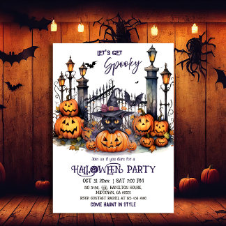 Halloween Kostuumfeest Zwarte Kat Heksenhoed griez Kaart