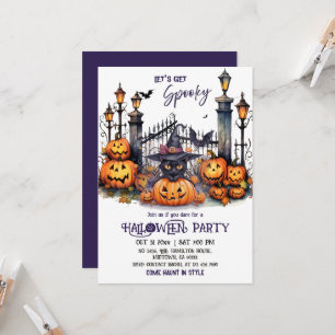 Halloween Kostuumfeest Zwarte Kat Heksenhoed griez Kaart