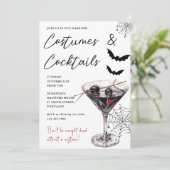 Halloween kostuums & cocktails uitnodiging (Staand voorkant)