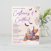 Halloween kostuums & cocktails uitnodiging (Staand voorkant)