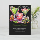 Halloween Kostuums en Cocktail Viering Kaart (Staand voorkant)