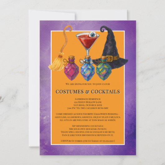 Halloween kostuums en cocktails kaart (Voorkant)