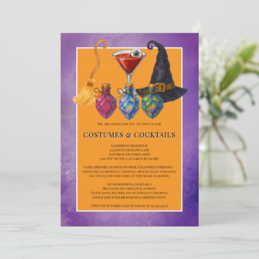 Halloween kostuums en cocktails kaart (Staand voorkant)