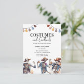 Halloween Kostuums en Cocktails Skeleton invitati Aankondiging (Staand voorkant)
