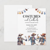Halloween Kostuums en Cocktails Skeleton invitati Aankondiging (Voorkant / Achterkant)