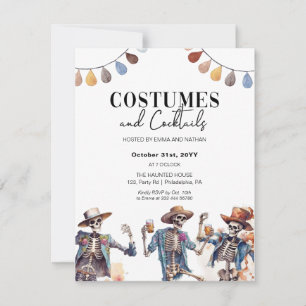 Halloween Kostuums en Cocktails Skeleton invitati Aankondiging