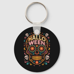 Halloween Kostuums Schedel Typografie Grafisch Gri Sleutelhanger