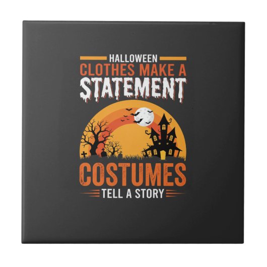 Halloween Kostuums Statement Spookhuis Ontwerp Tegeltje (Voorkant)