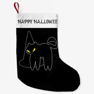 Halloween Kous   Zwarte Kat en Hoed Kleine Kerstsok