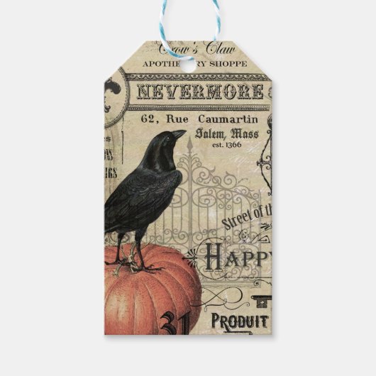  Halloween kraai en pompoen Cadeaulabel (Voorkant)