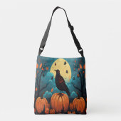 Halloween Kraai in het Pompoenbos Crossbody Tas (Achterkant)