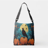 Halloween Kraai in het Pompoenbos Crossbody Tas (Voorkant)