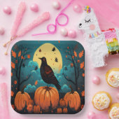 Halloween Kraai in het Pompoenbos Papieren Bordje (Feest)