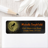 Halloween Kraai op Boom met Maan Etiket (Insitu)