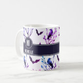 Halloween kraaien vleermuizen monogram gepersonali koffiemok (Voorkant links)