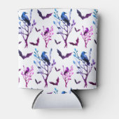 Halloween kraaien vleermuizen roze Paarse Waterver Blikjeskoeler (Voorkant)