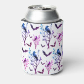 Halloween kraaien vleermuizen roze Paarse Waterver Blikjeskoeler (Blikje Achterkant)