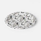 Halloween Kraaien Vleermuizen Scary Zwart en Wit Papieren Bordje (Gekanteld)