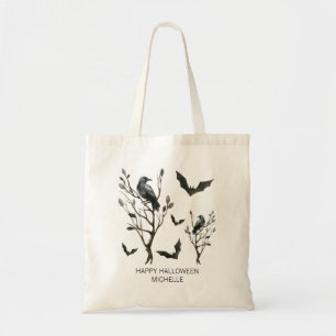 Halloween kraaien vleermuizen Waterverf gepersonal Tote Bag