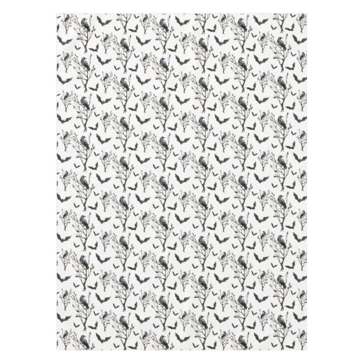 Halloween kraaien vleermuizen zwart en wit Waterve Tafelkleed (Voorkant)