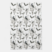 Halloween kraaien vleermuizen zwart en wit Waterve Theedoek (Verticaal)